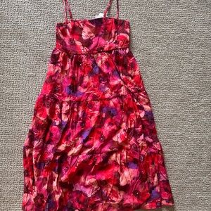 Gilli Red and Pink Ruched Tiered Sundress
